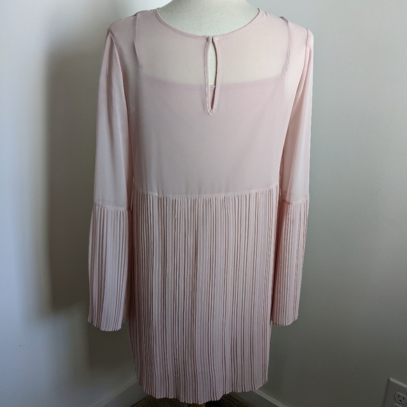 BLUSH Pink Romantic Micro Pleat Sheer Dress M Long sleeve - Picture 6 of 14